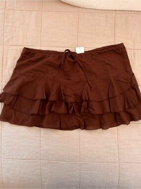 Urban Outfitters Brown Ruffled Mini Skirt